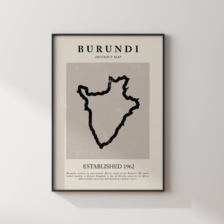 Burundi Map Vintage Abstract Wall Art Print Picasso + Matisse Inspired Travel Poster