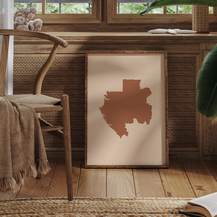 Gabon Map Boho Wall Art Print Mid Century Travel Poster