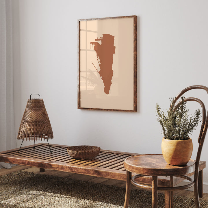 Gibraltar Map Boho Wall Art Print Mid Century Travel Poster