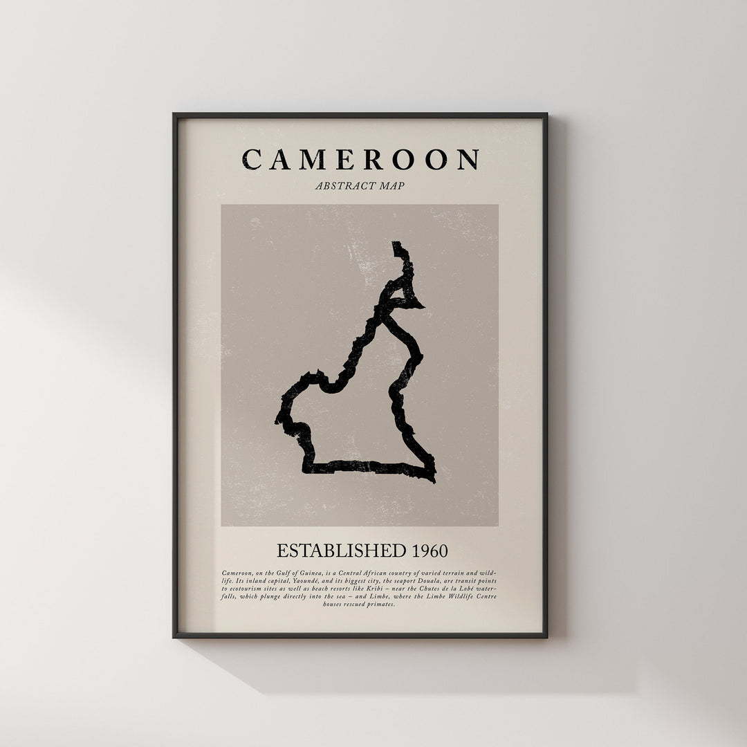 Cameroon Map Vintage Abstract Wall Art Print Picasso + Matisse Inspired Travel Poster