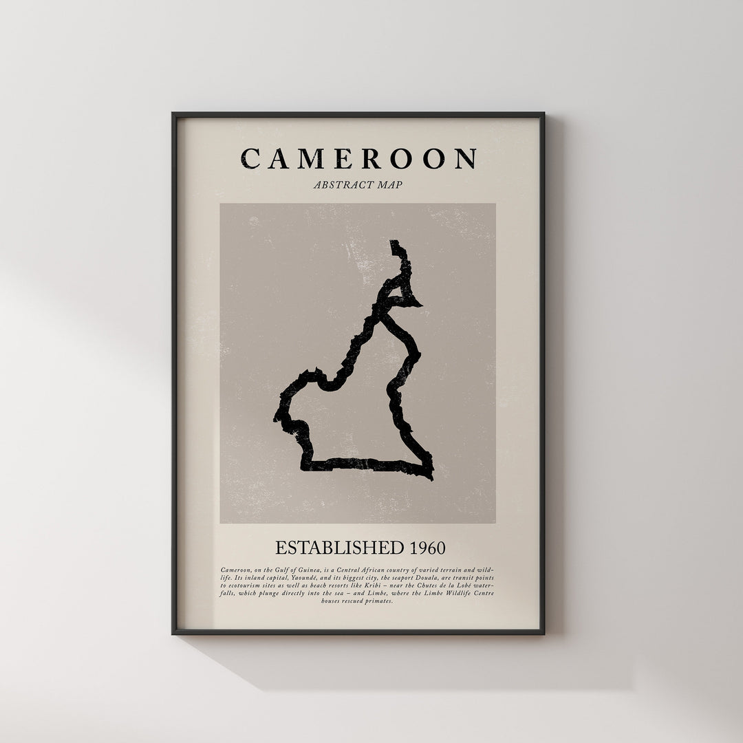 Cameroon Map Vintage Abstract Wall Art Print Picasso + Matisse Inspired Travel Poster