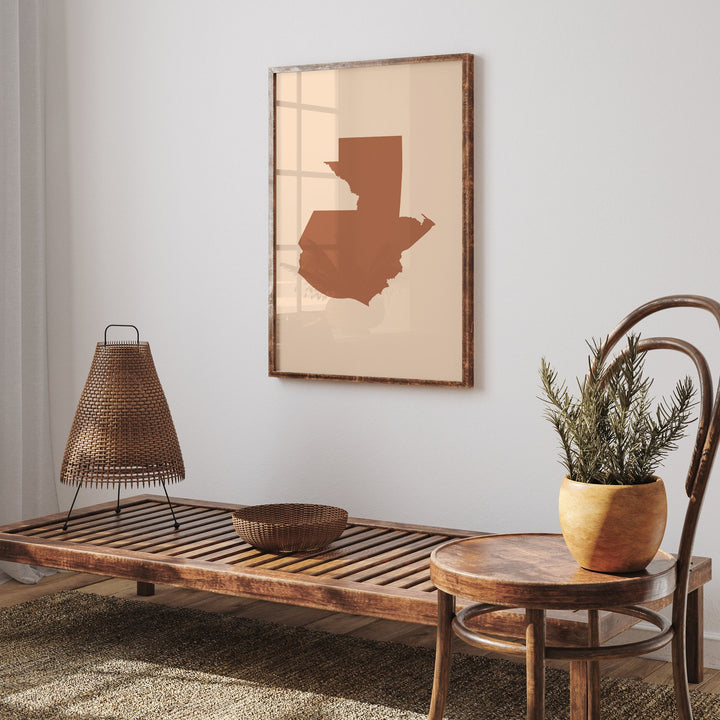 Guatemala Map Boho Wall Art Print Mid Century Travel Poster