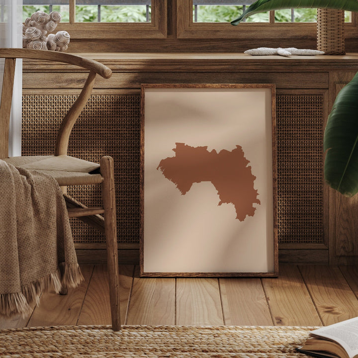 Guinea Map Boho Wall Art Print Mid Century Travel Poster