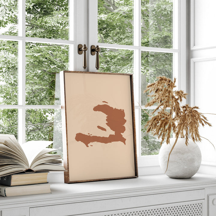 Haiti Map Boho Wall Art Print Mid Century Travel Poster