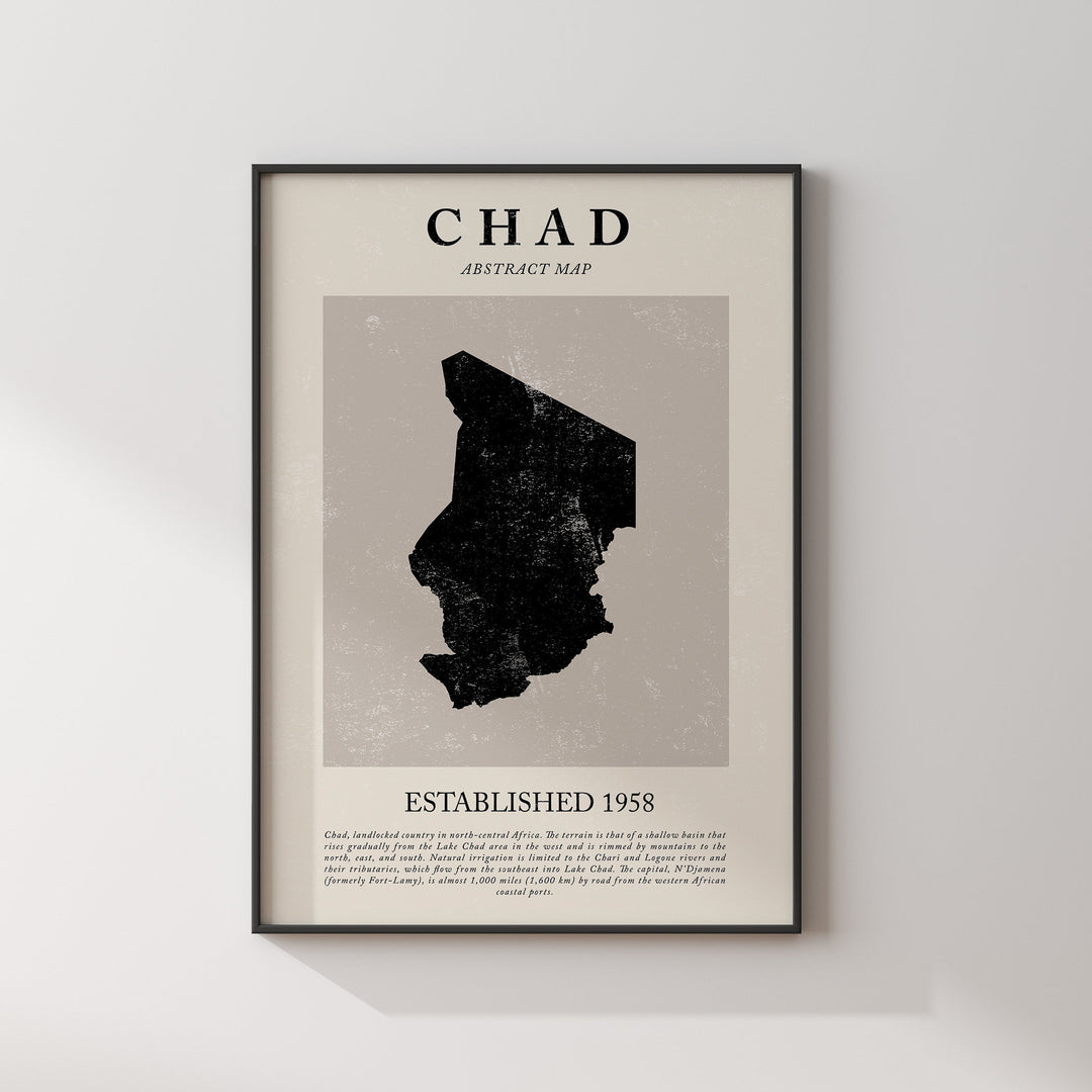 Chad Map Vintage Abstract Wall Art Print Picasso + Matisse Inspired Travel Poster