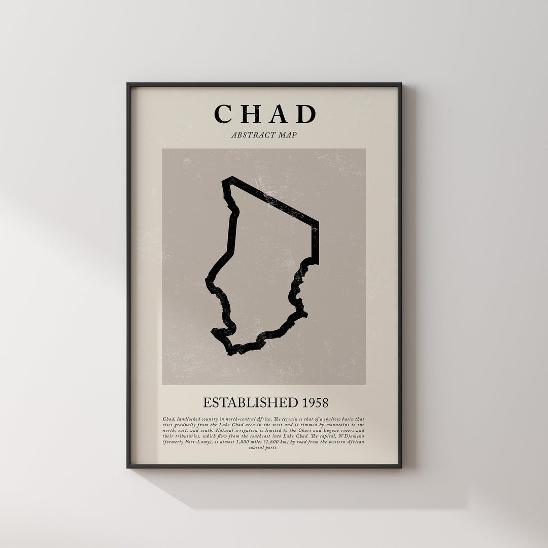 Chad Map Vintage Abstract Wall Art Print Picasso + Matisse Inspired Travel Poster