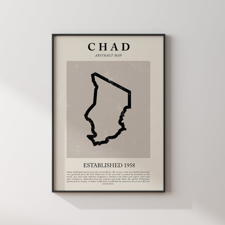 Chad Map Vintage Abstract Wall Art Print Picasso + Matisse Inspired Travel Poster