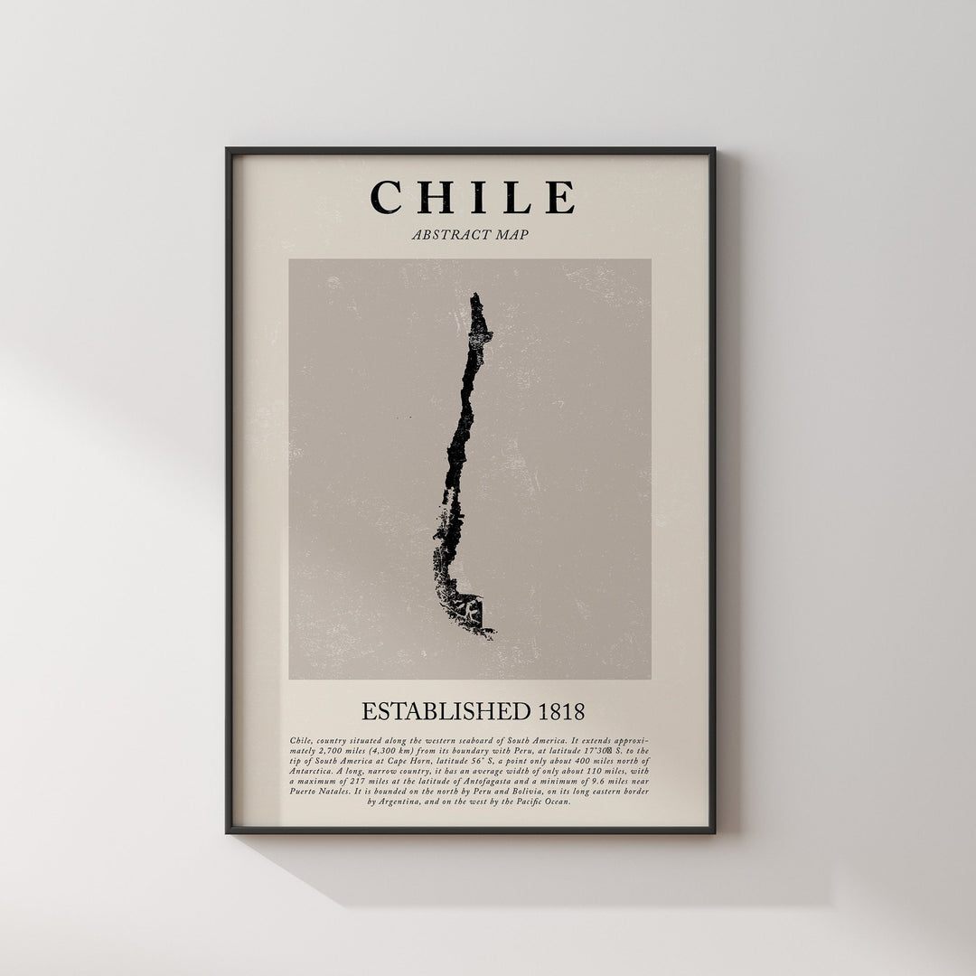 Chile Map Vintage Abstract Wall Art Print Picasso + Matisse Inspired Travel Poster