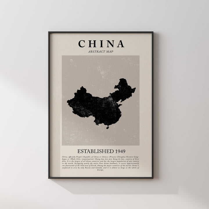 China Map Vintage Abstract Wall Art Print Picasso + Matisse Inspired Travel Poster