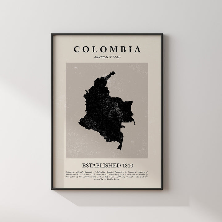 Colombia Map Vintage Abstract Wall Art Print Picasso + Matisse Inspired Travel Poster