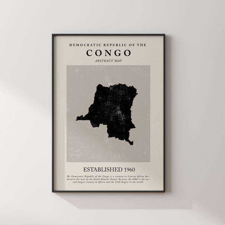 Congo Map Vintage Abstract Wall Art Print Picasso + Matisse Inspired Travel Poster