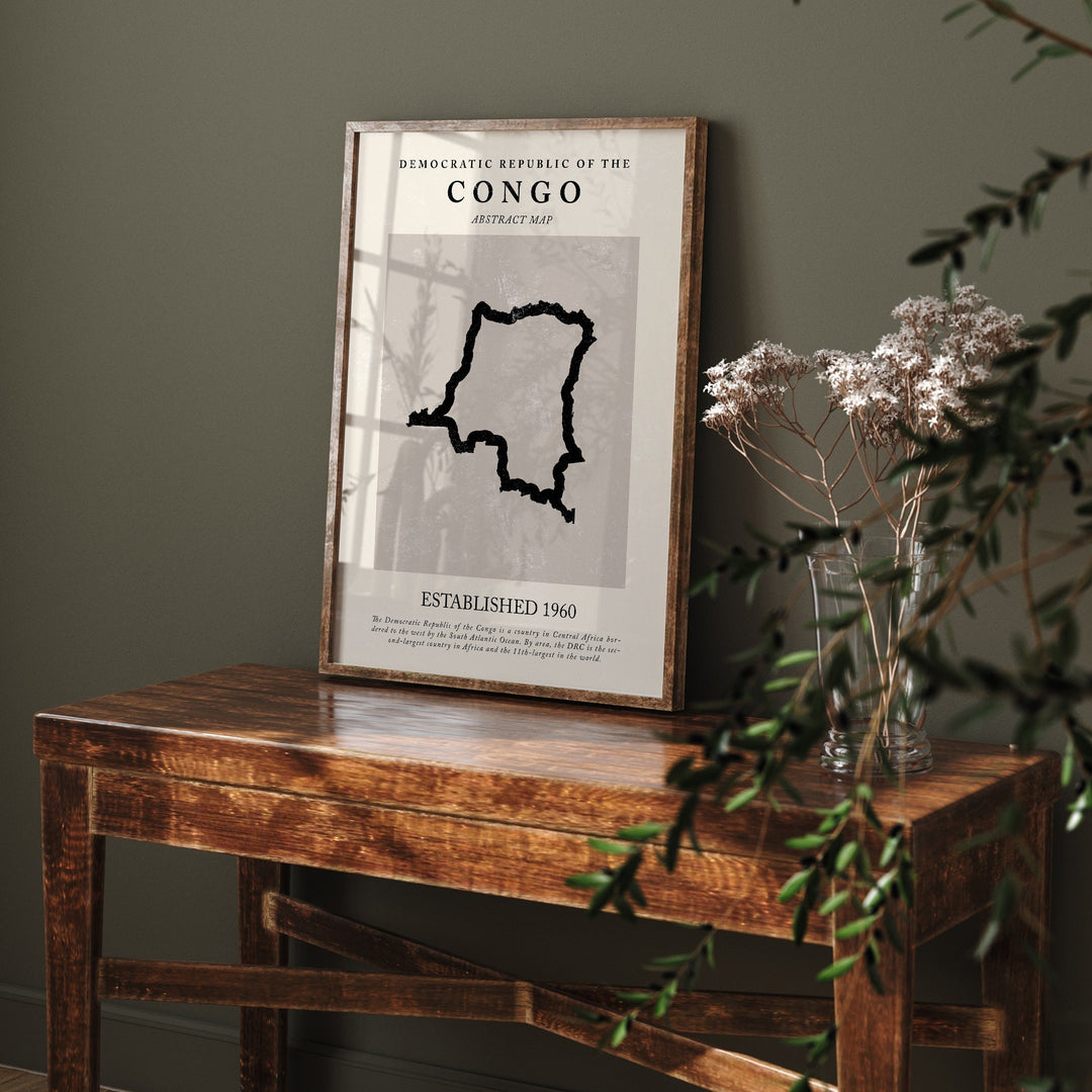 Congo Map Vintage Abstract Wall Art Print Picasso + Matisse Inspired Travel Poster