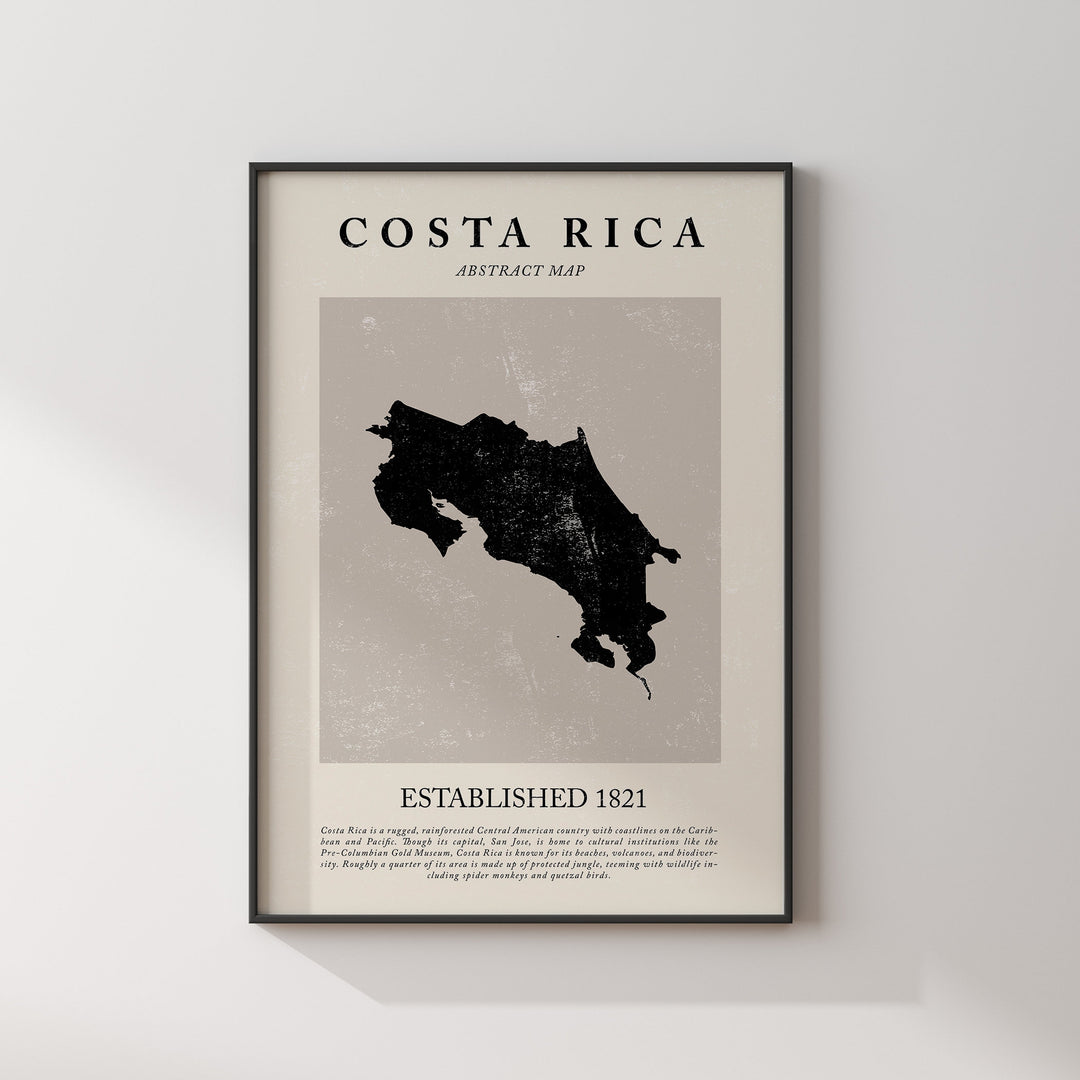 Costa Rica Map Vintage Abstract Wall Art Print Picasso + Matisse Inspired Travel Poster