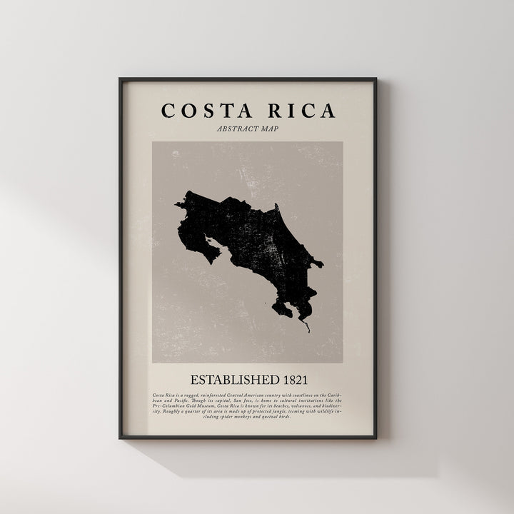 Costa Rica Map Vintage Abstract Wall Art Print Picasso + Matisse Inspired Travel Poster