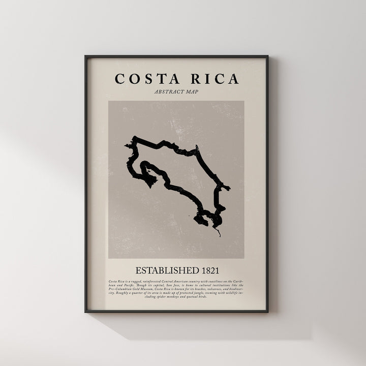 Costa Rica Map Vintage Abstract Wall Art Print Picasso + Matisse Inspired Travel Poster