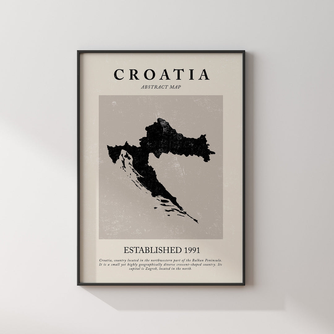 Croatia Map Vintage Abstract Wall Art Print Picasso + Matisse Inspired Travel Poster