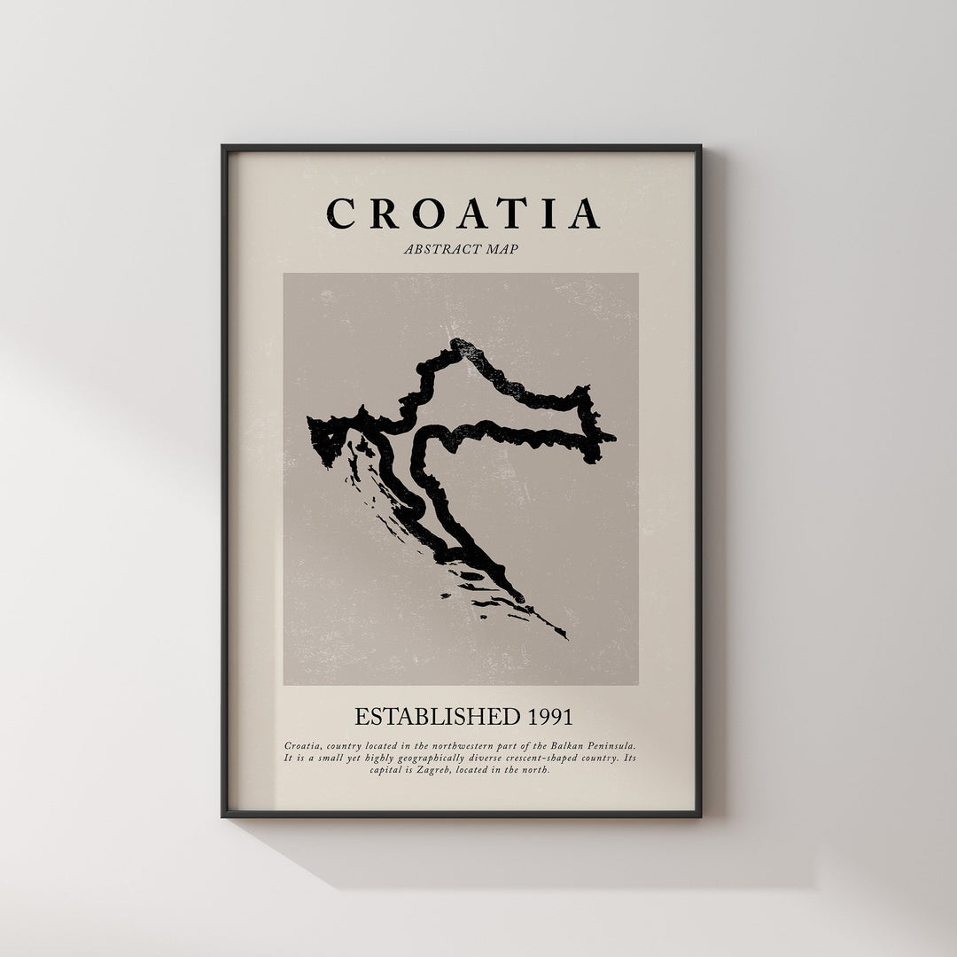 Croatia Map Vintage Abstract Wall Art Print Picasso + Matisse Inspired Travel Poster