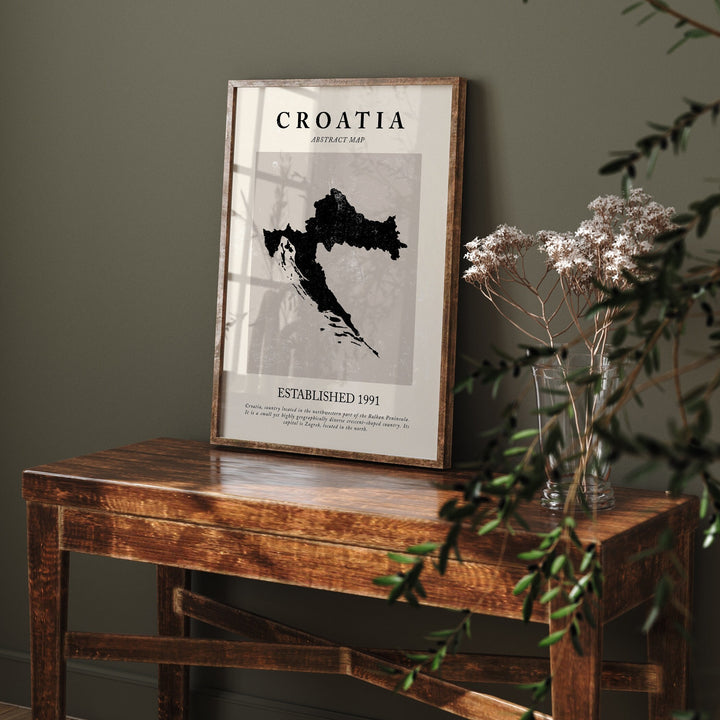 Croatia Map Vintage Abstract Wall Art Print Picasso + Matisse Inspired Travel Poster