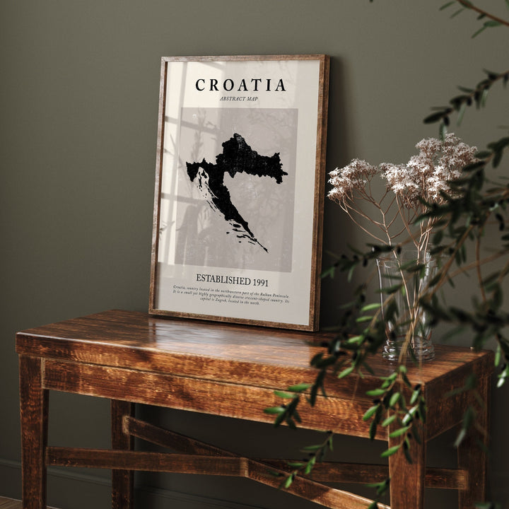 Croatia Map Vintage Abstract Wall Art Print Picasso + Matisse Inspired Travel Poster