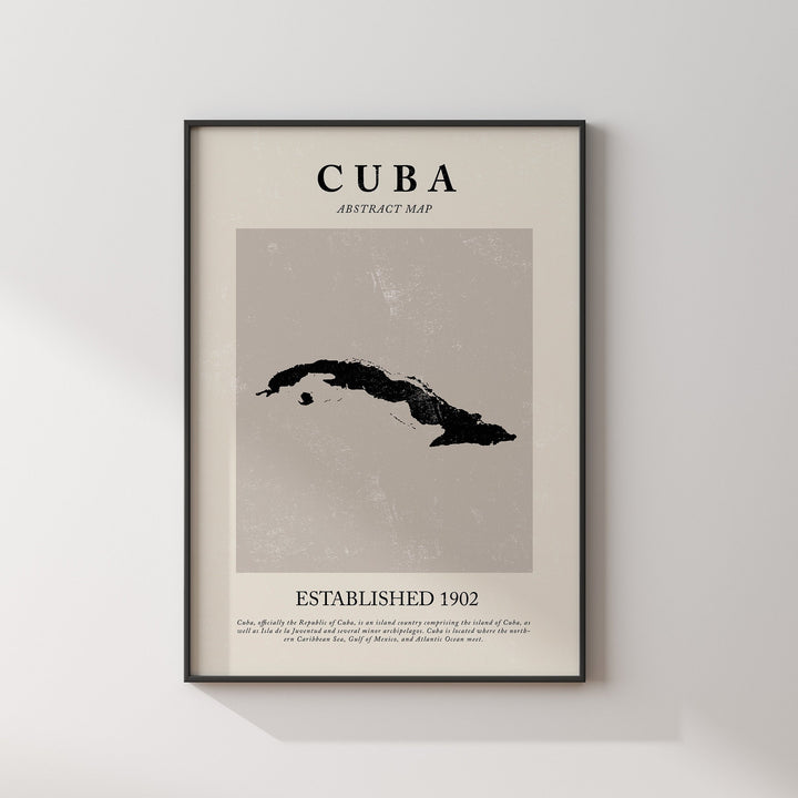 Cuba Map Vintage Abstract Wall Art Print Picasso + Matisse Inspired Travel Poster