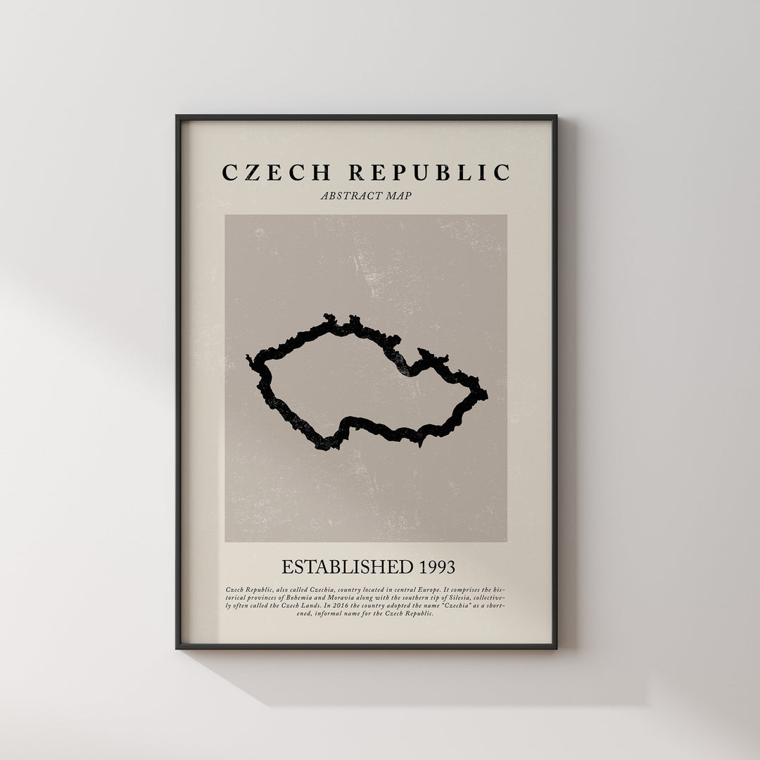 Czech Republic Map Vintage Abstract Wall Art Print Picasso + Matisse Inspired Travel Poster