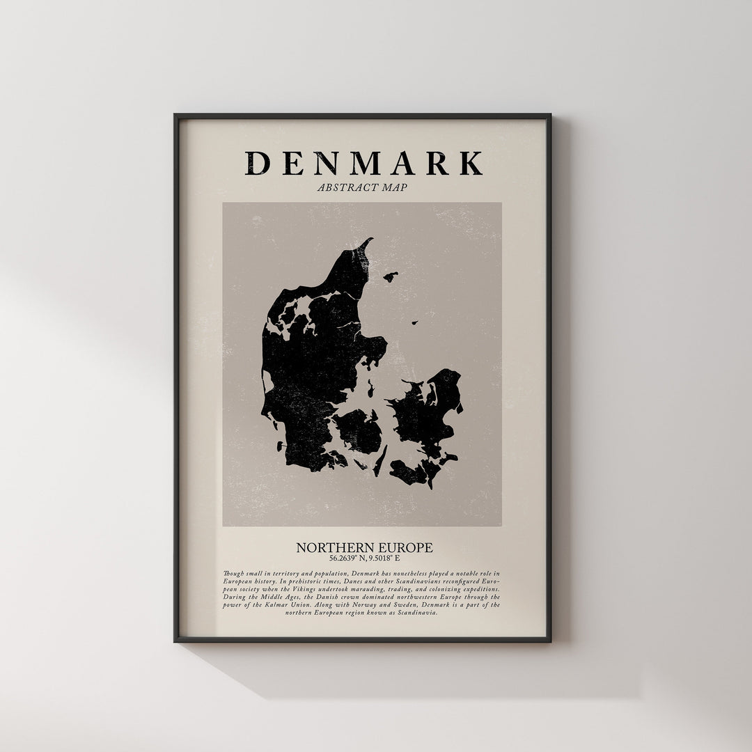 Denmark Map Vintage Abstract Wall Art Print Picasso + Matisse Inspired Travel Poster