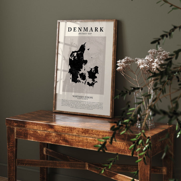 Denmark Map Vintage Abstract Wall Art Print Picasso + Matisse Inspired Travel Poster