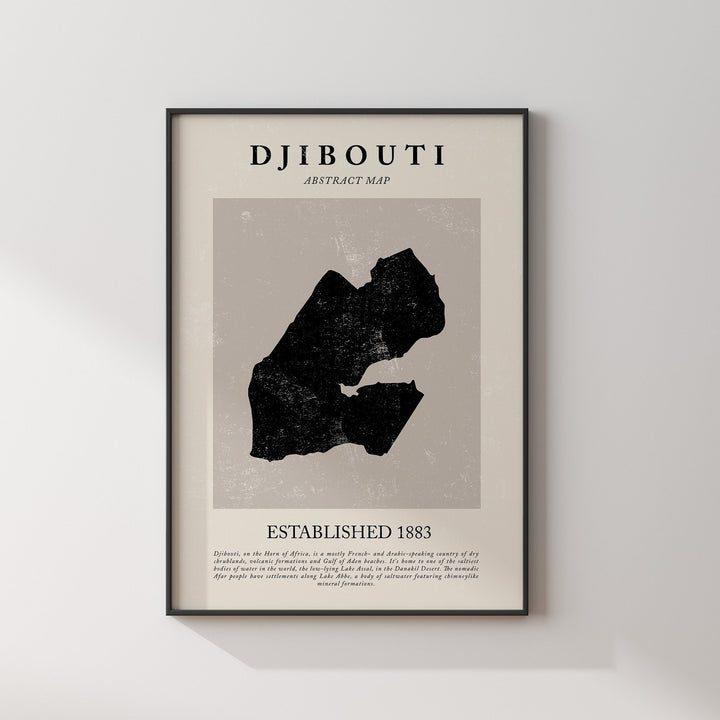 Djibouti Map Vintage Abstract Wall Art Print Picasso + Matisse Inspired Travel Poster