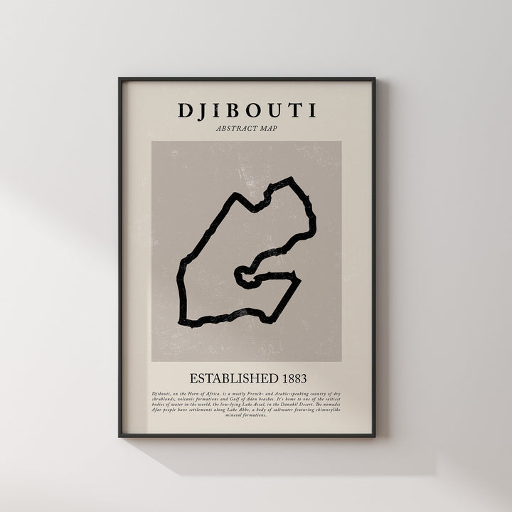 Djibouti Map Vintage Abstract Wall Art Print Picasso + Matisse Inspired Travel Poster