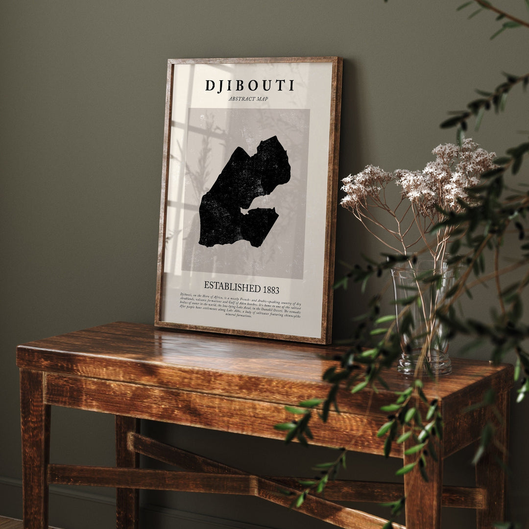 Djibouti Map Vintage Abstract Wall Art Print Picasso + Matisse Inspired Travel Poster