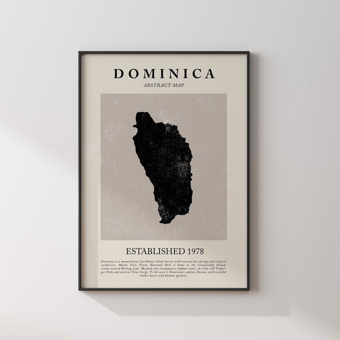Dominica Map Vintage Abstract Wall Art Print Picasso + Matisse Inspired Travel Poster