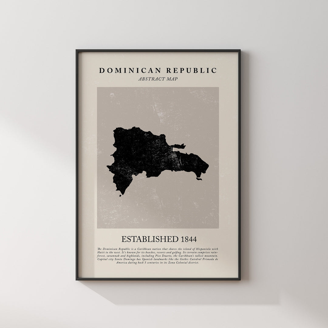 Dominican Republic Map Vintage Abstract Wall Art Print Picasso + Matisse Inspired Travel Poster