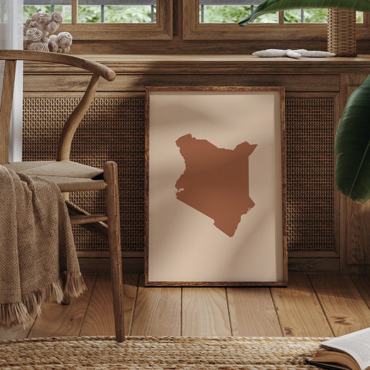 Kenya Map Boho Wall Art Print Mid Century Travel Poster