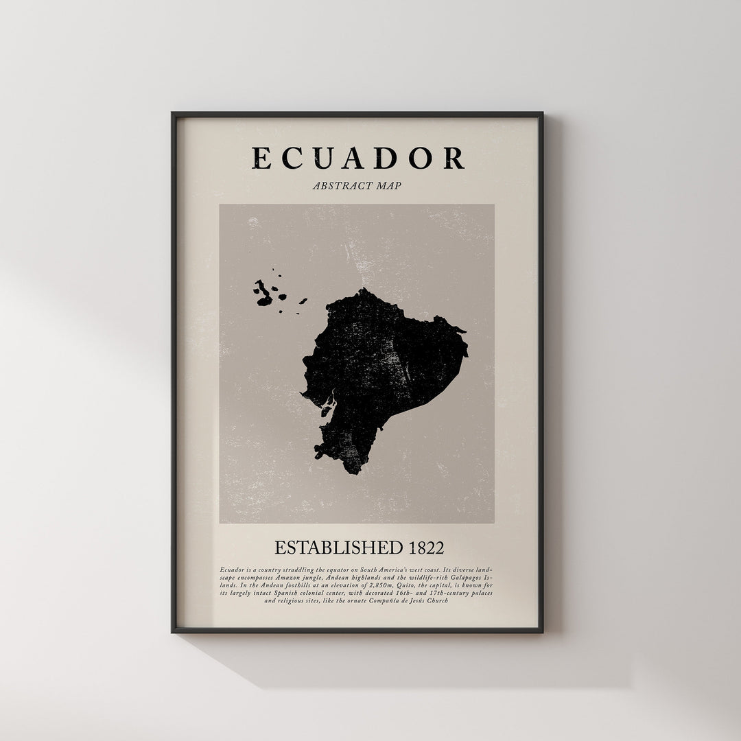 Ecuador Map Vintage Abstract Wall Art Print Picasso + Matisse Inspired Travel Poster