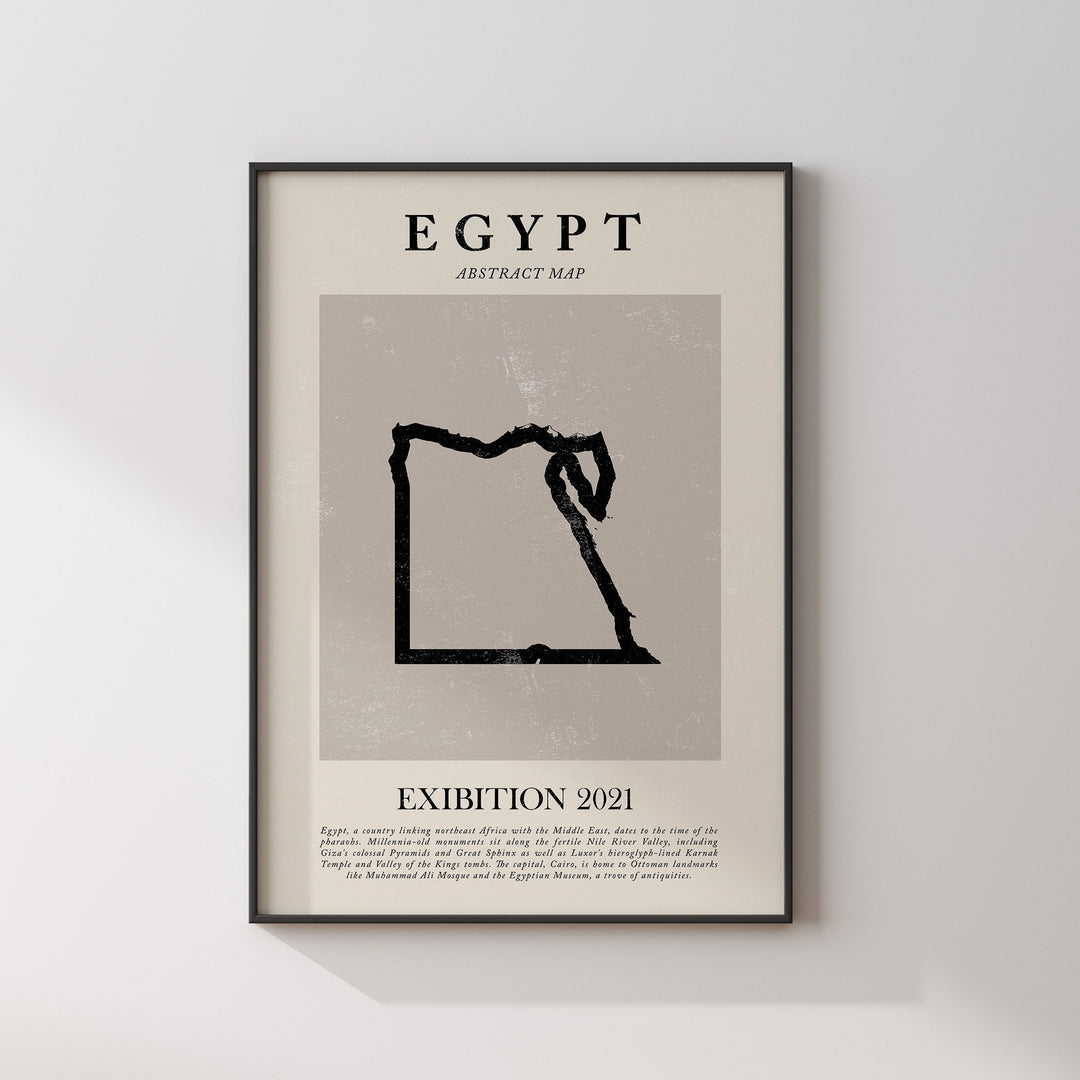Egypt Map Vintage Abstract Wall Art Print Picasso + Matisse Inspired Travel Poster