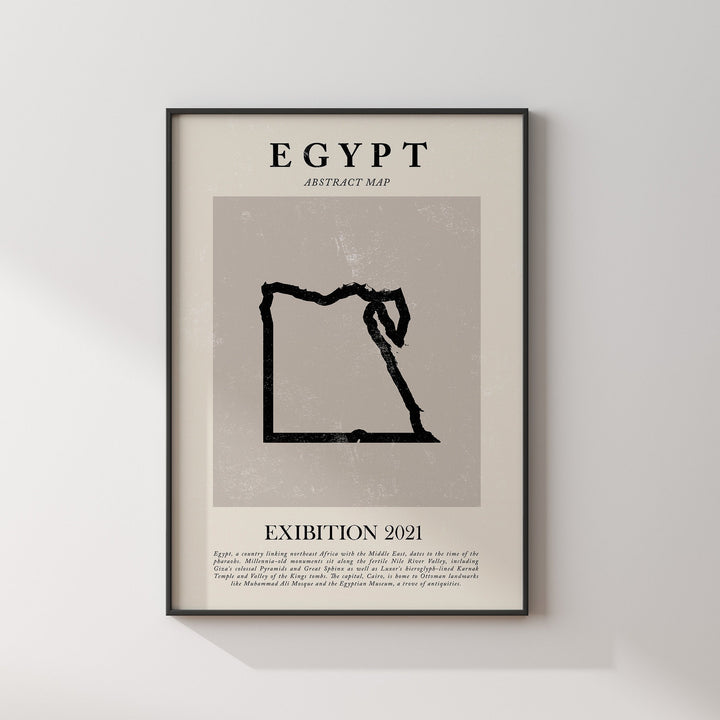 Egypt Map Vintage Abstract Wall Art Print Picasso + Matisse Inspired Travel Poster