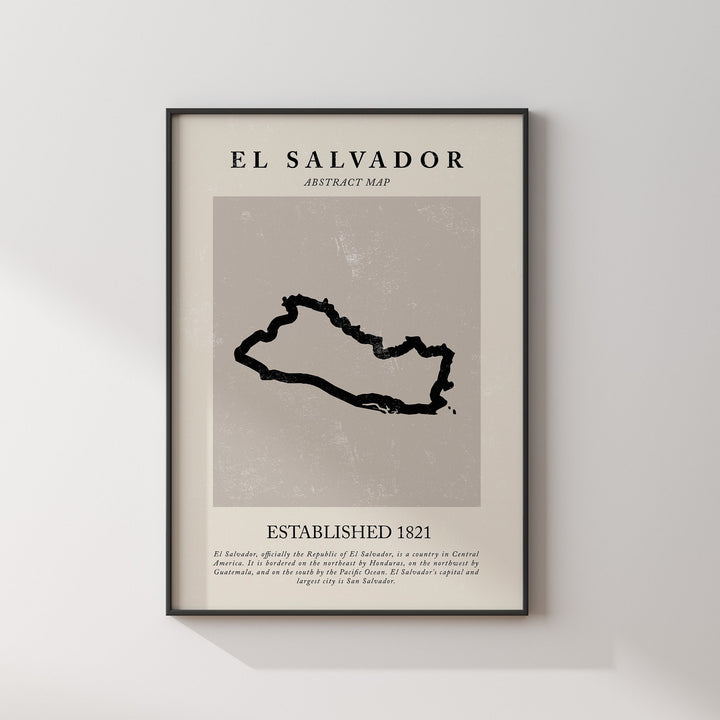 El Salvador Map Vintage Abstract Wall Art Print Picasso + Matisse Inspired Travel Poster