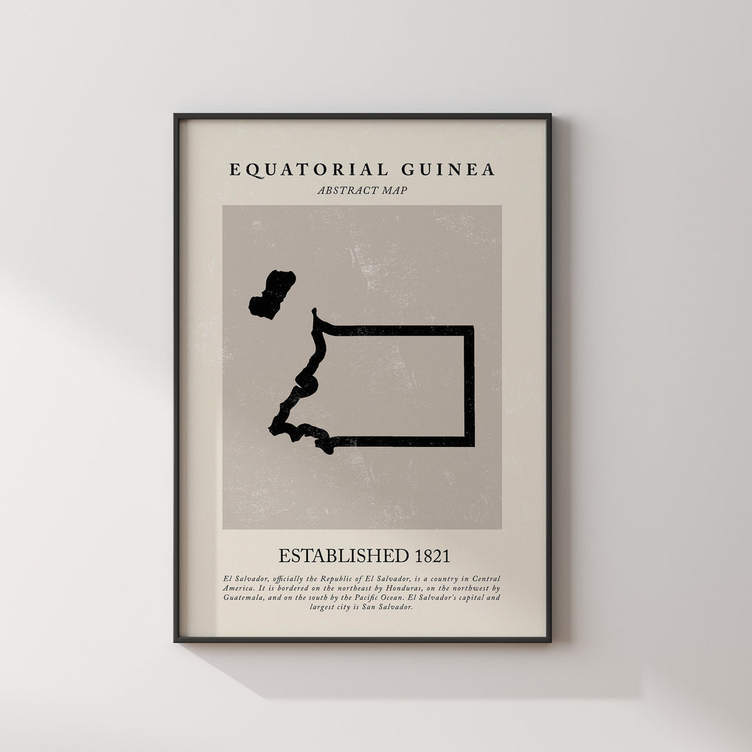 Equatorial Guinea Map Vintage Abstract Wall Art Print Picasso + Matisse Inspired Travel Poster