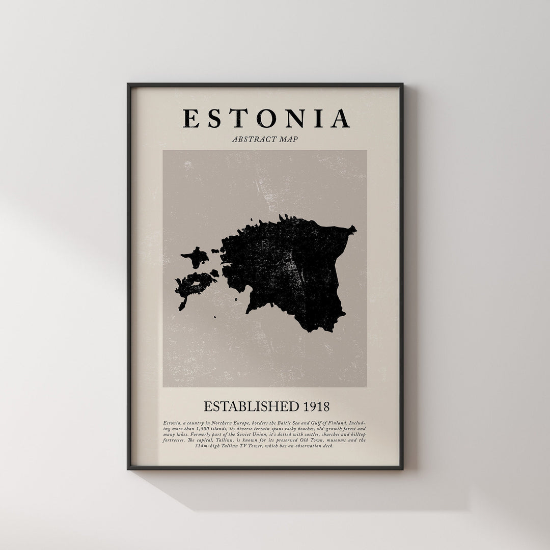 Estonia Map Vintage Abstract Wall Art Print Picasso + Matisse Inspired Travel Poster