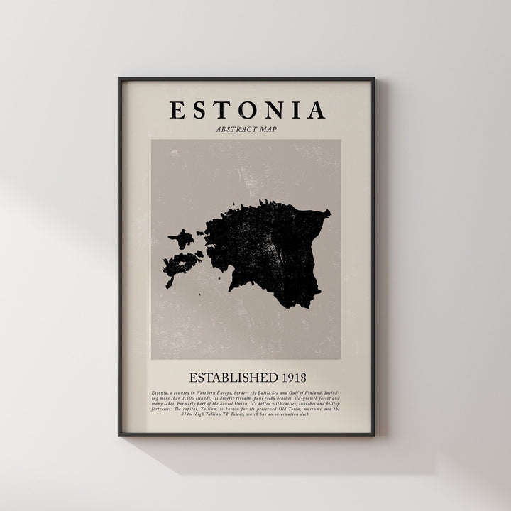 Estonia Map Vintage Abstract Wall Art Print Picasso + Matisse Inspired Travel Poster