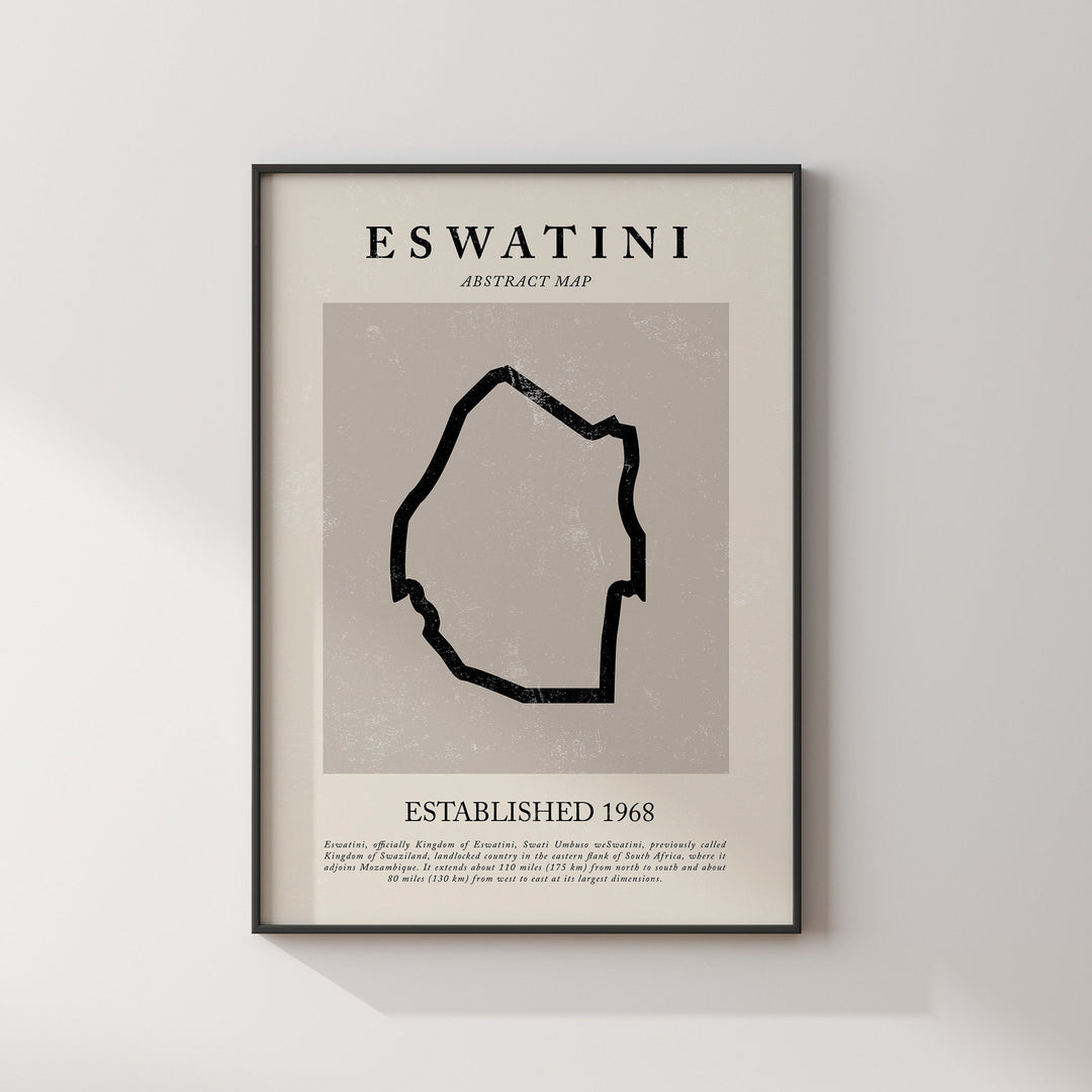 Eswatini Map Vintage Abstract Wall Art Print Picasso + Matisse Inspired Travel Poster