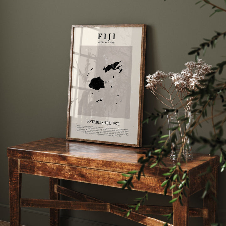 Fiji Map Vintage Abstract Wall Art Print Picasso + Matisse Inspired Travel Poster