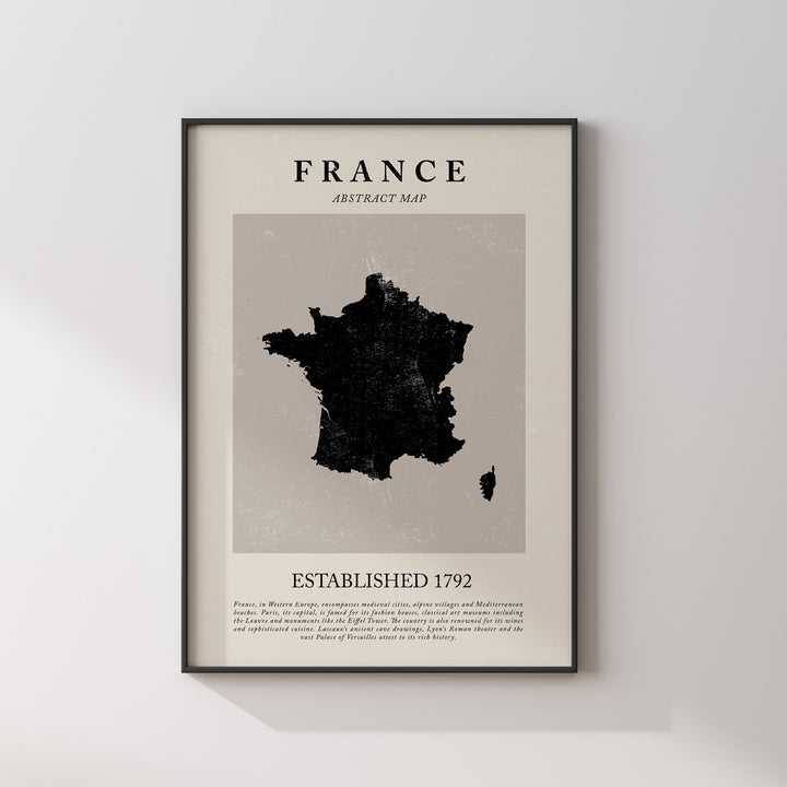 France Map Vintage Abstract Wall Art Print Picasso + Matisse Inspired Travel Poster