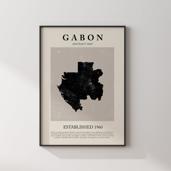 Gabon Map Vintage Abstract Wall Art Print Picasso + Matisse Inspired Travel Poster