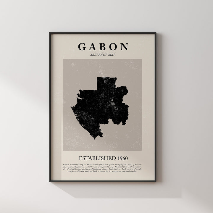 Gabon Map Vintage Abstract Wall Art Print Picasso + Matisse Inspired Travel Poster