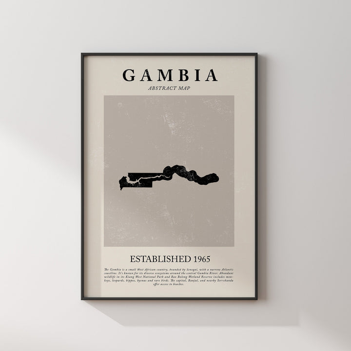 Gambia Map Vintage Abstract Wall Art Print Picasso + Matisse Inspired Travel Poster