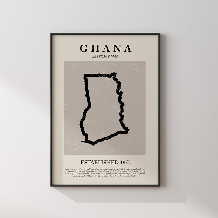 Ghana Map Vintage Abstract Wall Art Print Picasso + Matisse Inspired Travel Poster