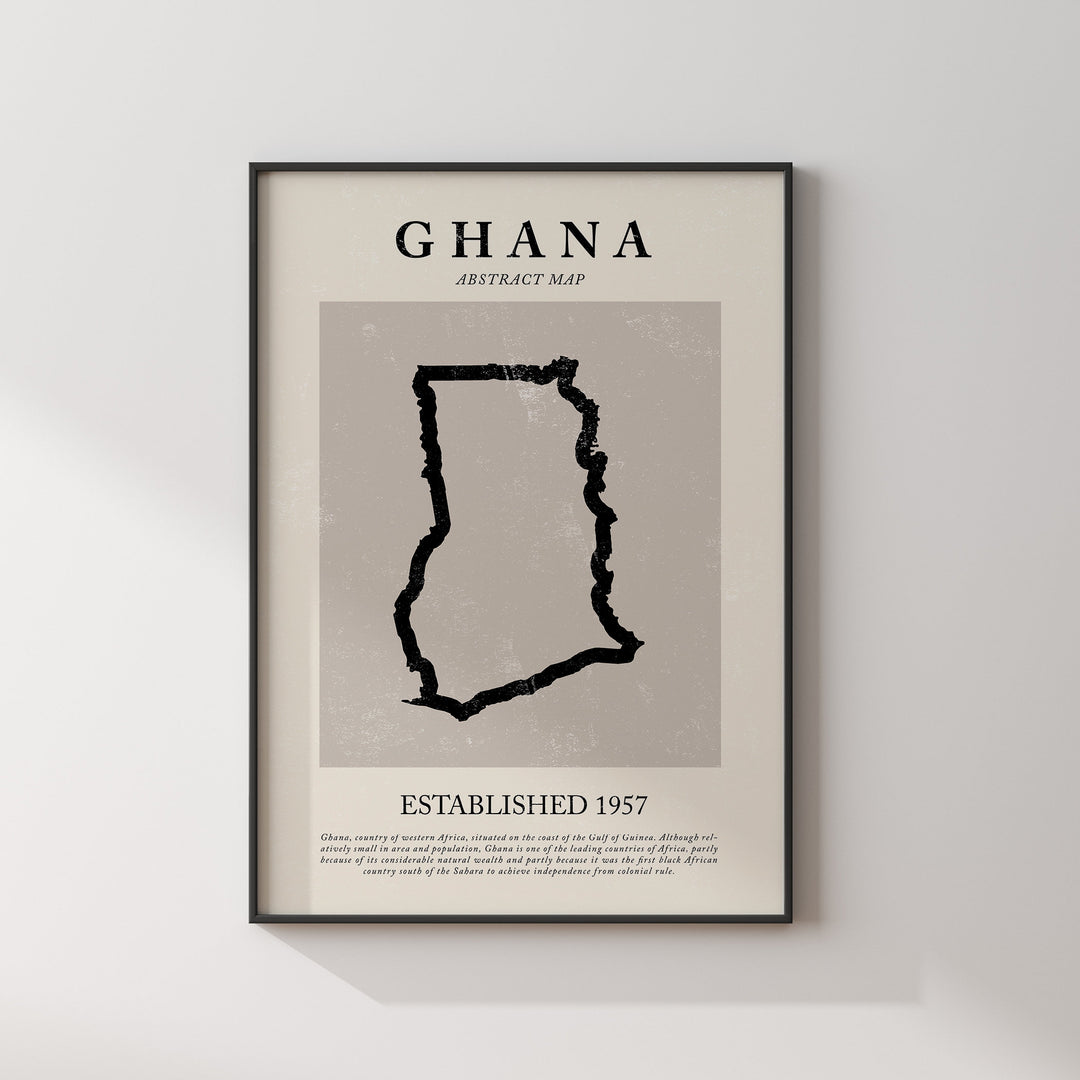 Ghana Map Vintage Abstract Wall Art Print Picasso + Matisse Inspired Travel Poster