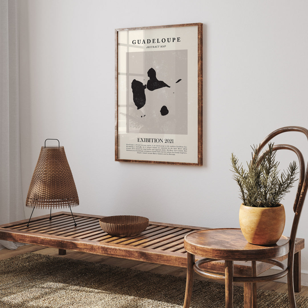 Guadeloupe Map Vintage Abstract Wall Art Print Picasso + Matisse Inspired Travel Poster