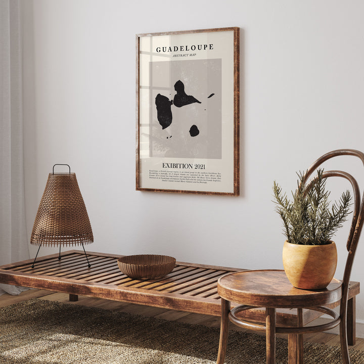 Guadeloupe Map Vintage Abstract Wall Art Print Picasso + Matisse Inspired Travel Poster